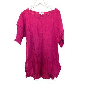 Umgee Berry Frayed Tunic Top